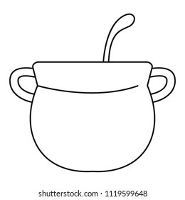 Magic cauldron icon. Outline magic cauldron vector icon for web design isolated on white background