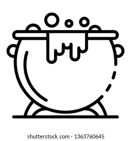 Magic cauldron icon. Outline magic cauldron vector icon for web design isolated on white background