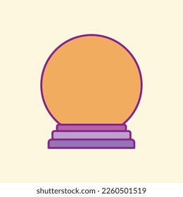 Icono celeste mágico, bola de cristal, fases lunares, astrología, elementos adivinos y adivinos de la fortuna, química con estilo boho. Ilustración del contorno del material vectorial.Diseño de la bola de fortuna para afiches, tarjeta