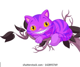 Magic Cheshire Cat resting on a tree branch svg