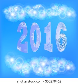 Magic Christmas background with ice figures 2016. Vector. Happy New Year fond, illustration EPS10