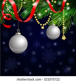 Magic Christmas Background on a snowflake blue background