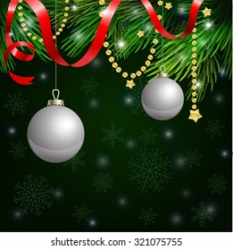 Magic Christmas Background on a snowflake green background