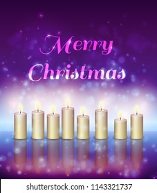Magic Christmas Bakground with Candels, vector