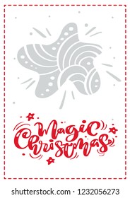 Magic Christmas calligraphy vector lettering text. xmas scandinavian greeting card with Hand drawn illustration star. Isolated objects.