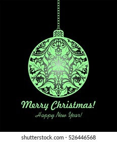 Magic christmas card with hanging floral ball