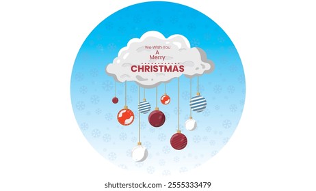 The Magic Christmas Cloud isolated snow in blue sky Christmas background