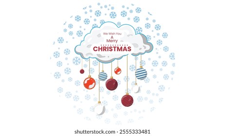 The Magic Christmas Cloud isolated snow in blue sky Christmas background