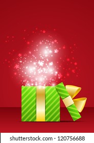 Magic Christmas gift on red