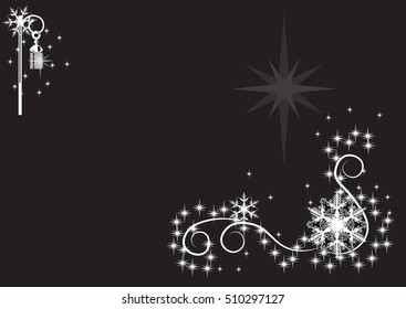 magic Christmas New Year's background, with snowflakes and the shining lamp