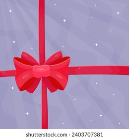 Magic Christmas Star Blue Purple Rays Red Cross Bow Gift Abstract Background Vector