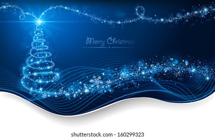 Magic Christmas tree. Holiday card