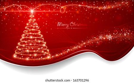Magic Christmas tree. Holiday card