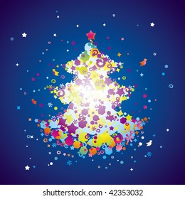 Magic christmas tree in snow
