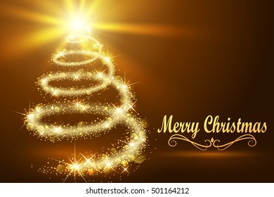 Magic Christmas Tree, vector art background.