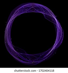 Magic circle with glowing lights and flowing lines design