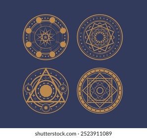 Magic circle, Mystical geometry symbol. Linear alchemy, occult, philosophical sign. Astrology and religion concept.