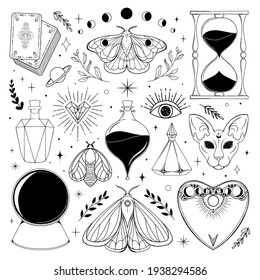 Magic clip art vector Illustration. Mystical Illustration template for stickers. 