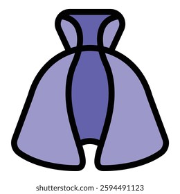 Magic cloak icon in flat line style representing wizardry invisibility and enchantment ideal for fantasy and mystical concepts.