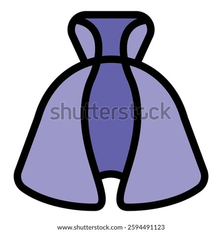 Magic cloak icon in flat line style representing wizardry invisibility and enchantment ideal for fantasy and mystical concepts.