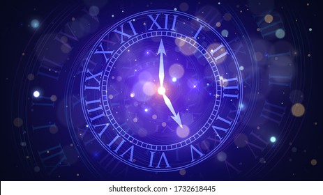 Magic clock in space, concept of time or numerology