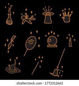 Magic collection on a black background