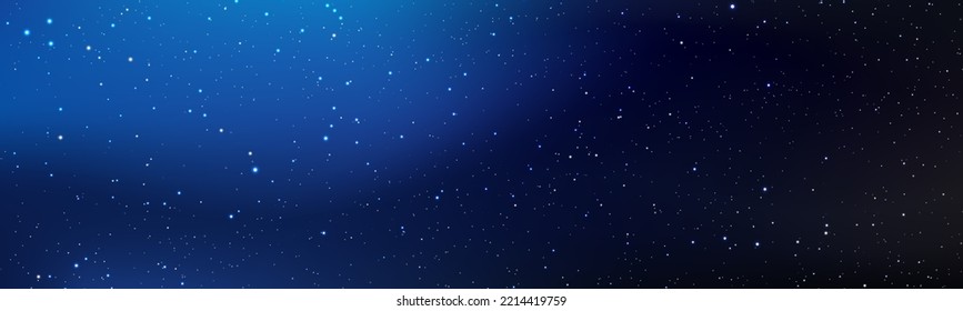 Magic color galaxy with star and planet. Space background with realistic purple and pink nebula, stardust and shining stars. Infinite universe and starry night blue sky. Realistic cosmos light. Vector