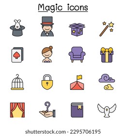 Magic color line icon set