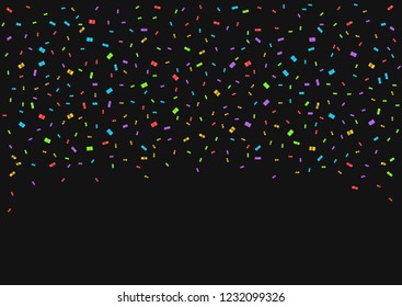 Magic Colored ribbons. Colorful confetti pieces on transparent background. Holiday backdrop Vector illustration can be used for greeting card, carnival, celebration