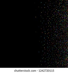 Magic Colored ribbons. Colorful confetti pieces on black background. Holiday backdrop Vector illustration can be used for greeting card, carnival, celebration