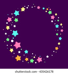 Magic colorful 3d stars. Stars ornament. Starry frame. 