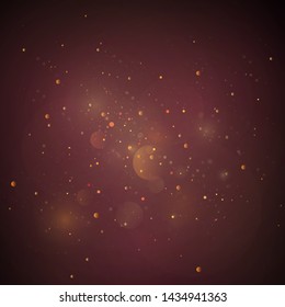 Magic concept. Abstract defocused circular color colorful golden luxury gold glitter bokeh lights background. Graphic resources design template. Vector illustration.