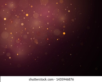 Magic concept. Abstract defocused circular golden luxury gold glitter bokeh lights background. Graphic resources design template. Vector illustration.