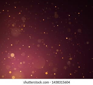 Magic concept. Abstract defocused circular golden luxury gold glitter bokeh lights background. Graphic resources design template. Vector illustration.