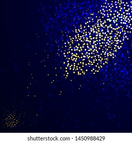 Magic concept. Abstract defocused circular golden luxury gold glitter bokeh lights background. Graphic resources design template. Vector illustration.