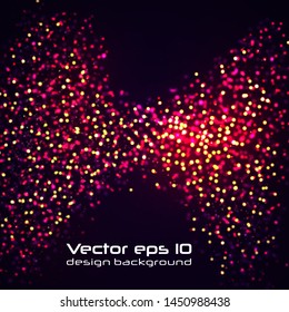 Magic concept. Abstract defocused circular golden luxury gold glitter bokeh lights background. Graphic resources design template. Vector illustration.