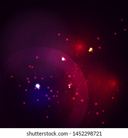 Magic concept. Abstract defocused circular golden luxury gold glitter bokeh lights background. Graphic resources design template. Vector illustration.