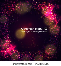 Magic concept. Abstract defocused circular golden luxury gold glitter bokeh lights background. Graphic resources design template. Vector illustration.