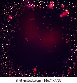Magic concept. Abstract defocused circular golden luxury gold glitter bokeh lights background. Graphic resources design template. Vector illustration.