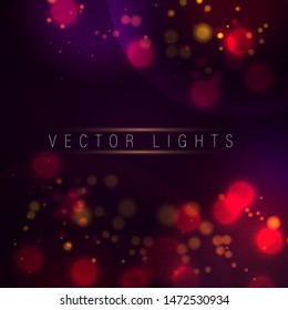 Magic concept. Abstract defocused circular golden luxury gold glitter bokeh lights background. Graphic resources design template. Vector illustration.