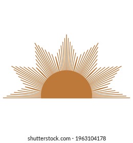 Magic concept, half vintage sun, trending beige. Figure astrology, Boho design, pagan symbols for divination.
