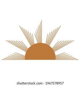 Magic concept, half vintage sun, trending beige. Figure astrology, Boho design, pagan symbols for divination.