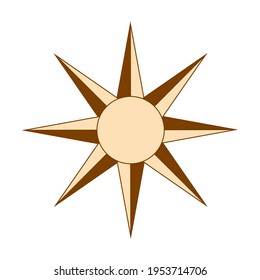 Magic concept, vintage sun with face, gold, trending beige, stylized engraving. Illustration for astrology, boho design, pagan symbols for fortune telling.