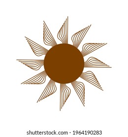 Magic concept, vintage sun with face, gold, trending beige, stylized engraving. Illustration for astrology, boho design, pagan symbols for for divination