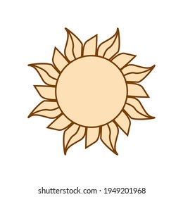 Magic concept, vintage sun, gold, trending beige, stylized engraving. Illustration for astrology, boho design, pagan symbols for for divination