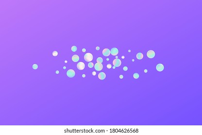 Magic Confetti Vector Blue Background. Gradient Flying Round Card. Top Backdrop. Rainbow Effect Banner.