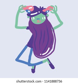 Magic creatures. Creative characters. Dude. Vector illustration