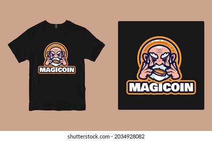 MAGIC CRYPTO  t-shirt design. Vector print, typography, poster, print, emblem. Global swatches.