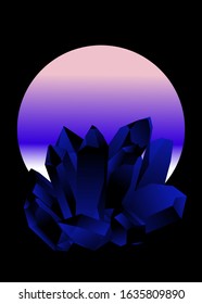 Magic crystal ball with black minerals for alchemical and occult rituals.