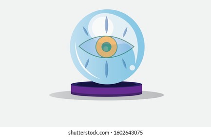 Magic crystal ball cartoon vector .